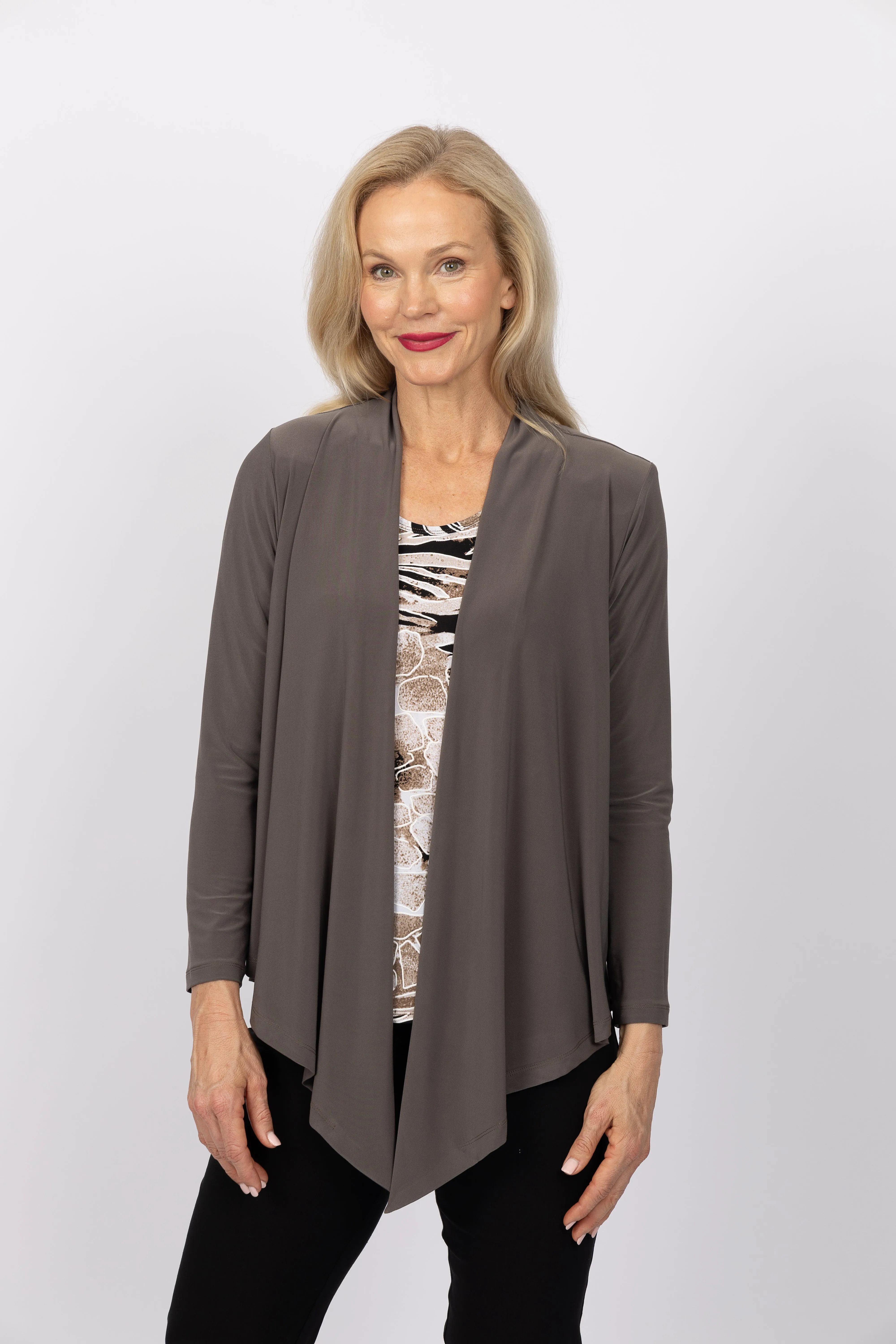 5064 Short Drape Cardi - Moose