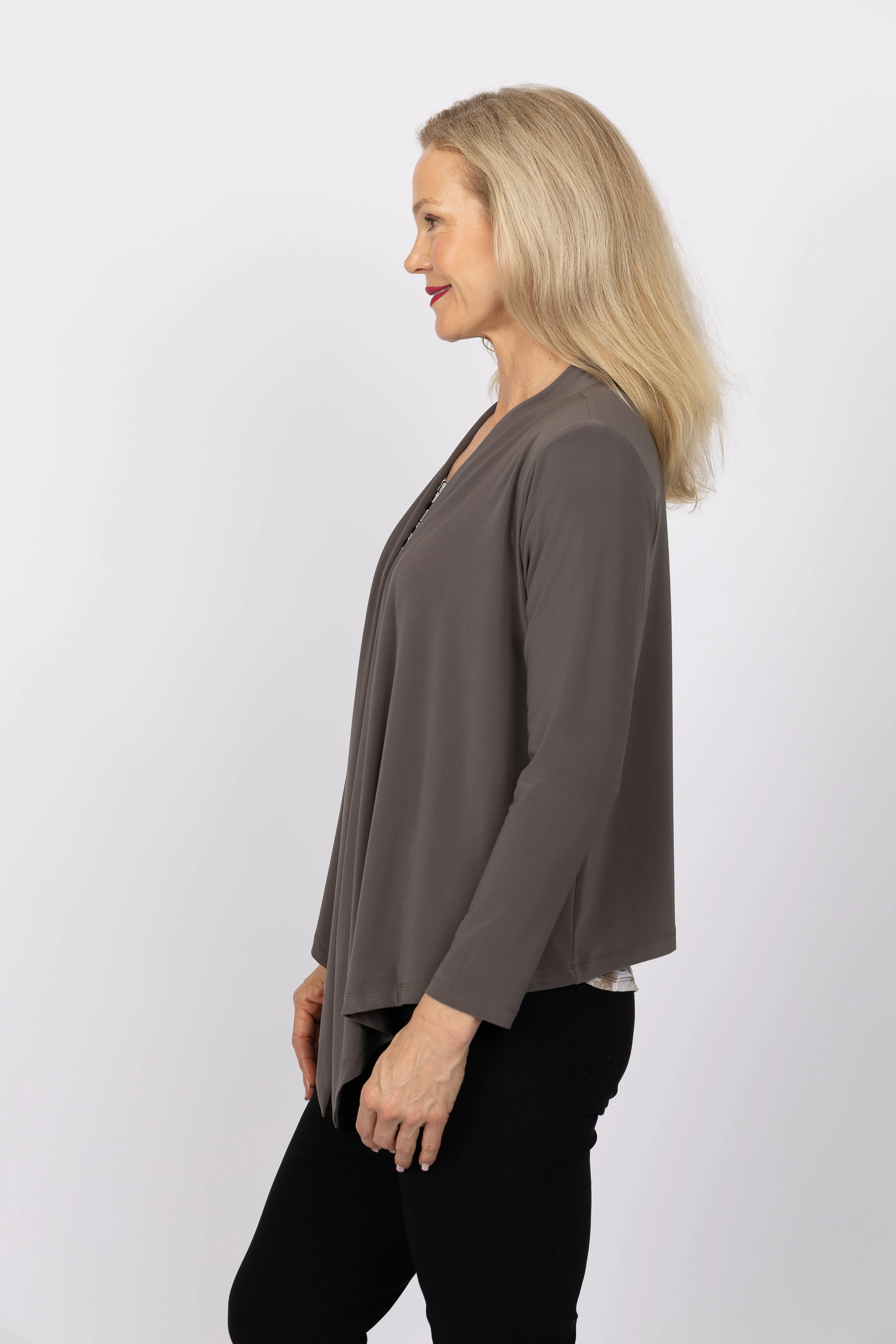 5064 Short Drape Cardi - Moose