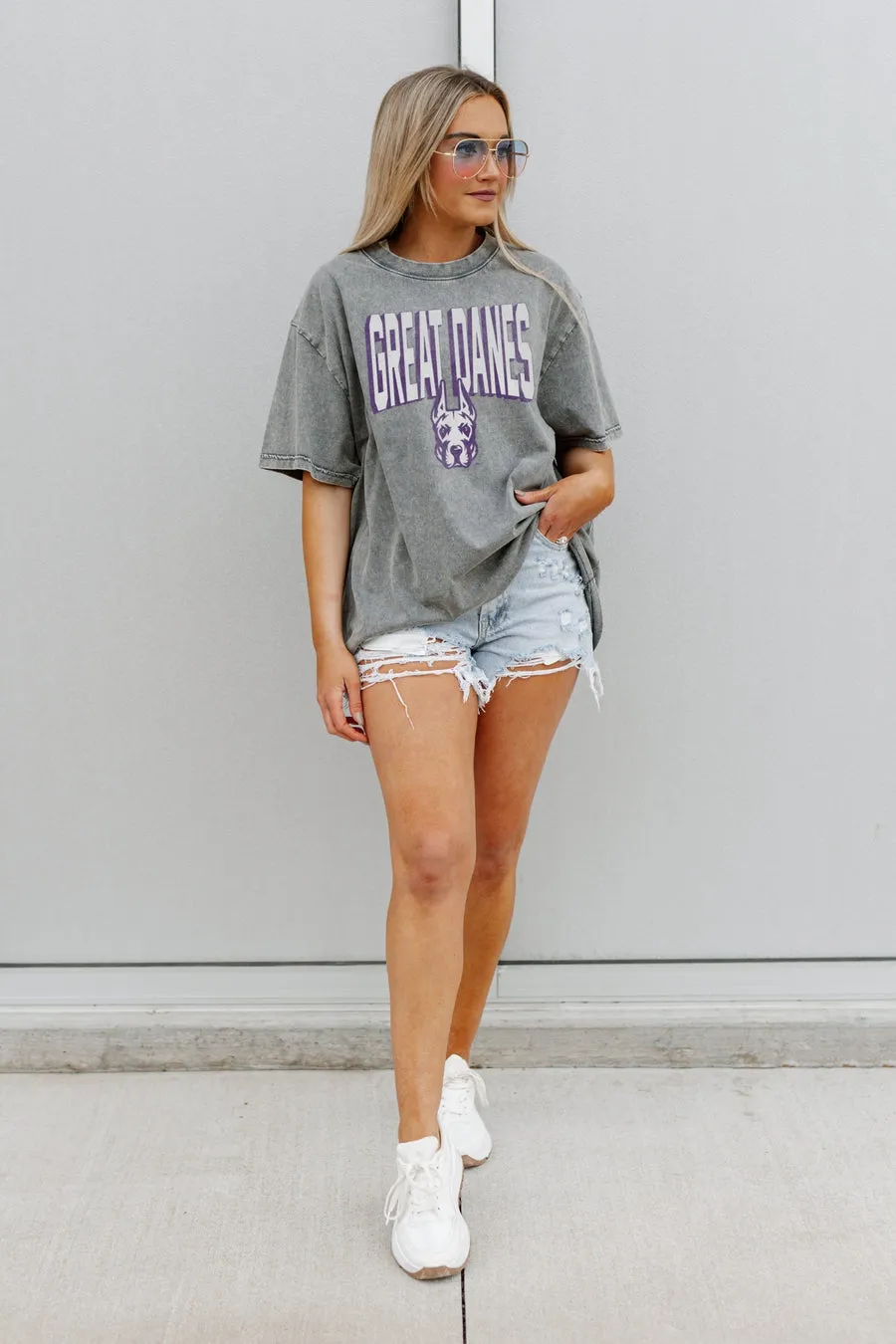 ALBANY GREAT DANES SOLID DEFENSE OVERSIZED CREWNECK TEE