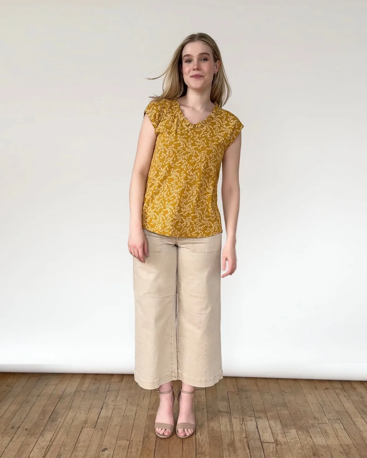 AMBROISE printed tank in Mustard/Ivory