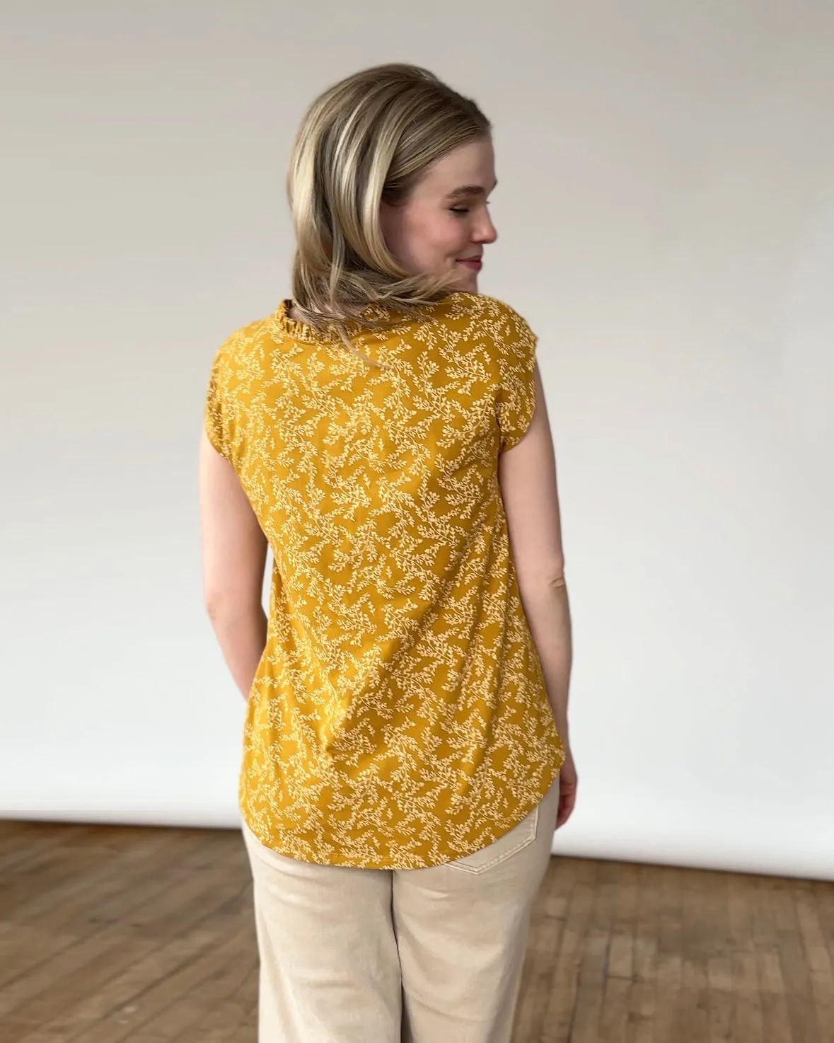 AMBROISE printed tank in Mustard/Ivory