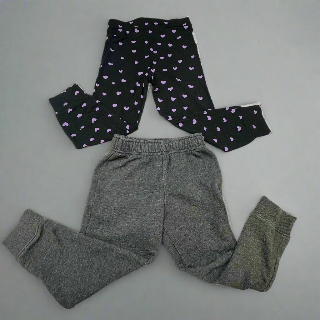 Baby Girls’ 2-Pack Heart Print Leggings & Joggers Size 4T - New