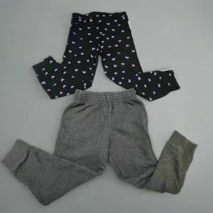 Baby Girls’ 2-Pack Heart Print Leggings & Joggers Size 4T - New