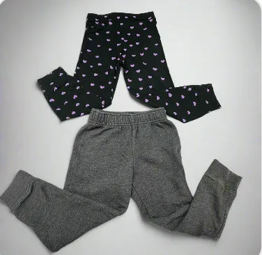 Baby Girls’ 2-Pack Heart Print Leggings & Joggers Size 4T - New