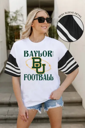 BAYLOR BEARS STARTING LINEUP VINTAGE LOOK SHORT SLEEVE SPORTS STRIPE RAGLAN TEE