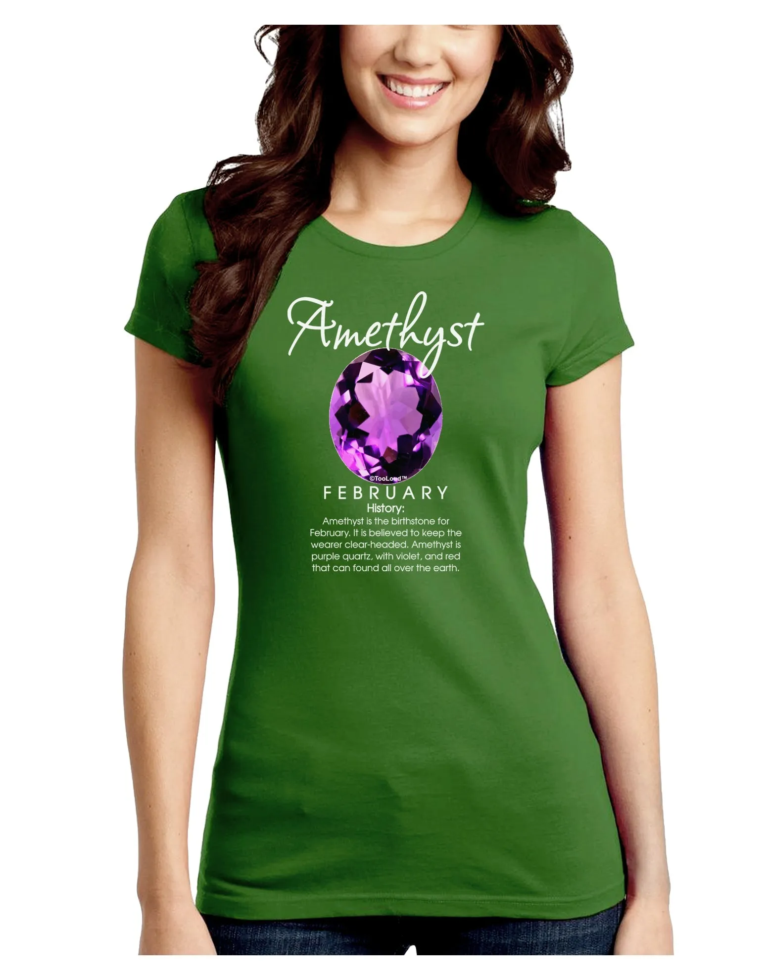 Birthstone Amethyst Dark Juniors Petite Crew Dark T-Shirt