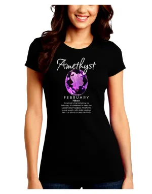 Birthstone Amethyst Dark Juniors Petite Crew Dark T-Shirt