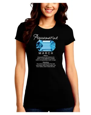 Birthstone Aquamarine Juniors Petite Crew Dark T-Shirt