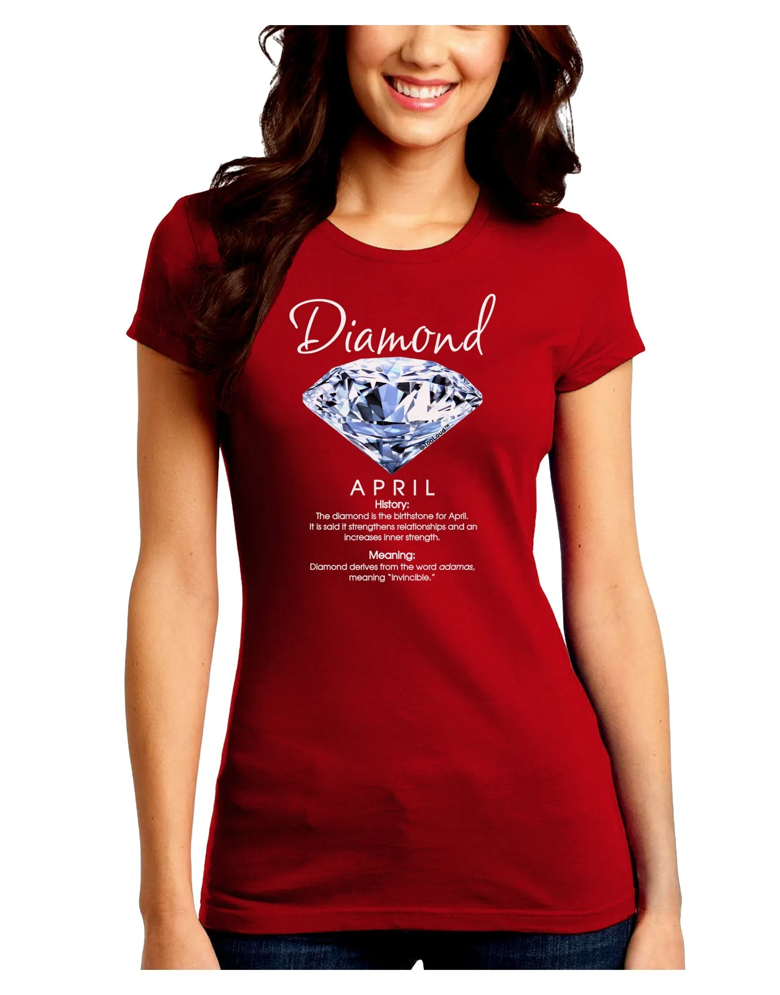 Birthstone Diamond Juniors Petite Crew Dark T-Shirt