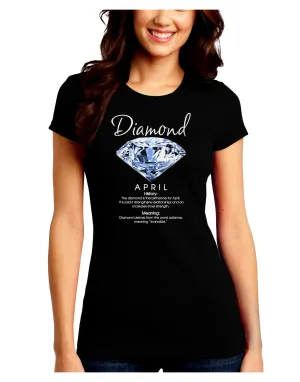 Birthstone Diamond Juniors Petite Crew Dark T-Shirt