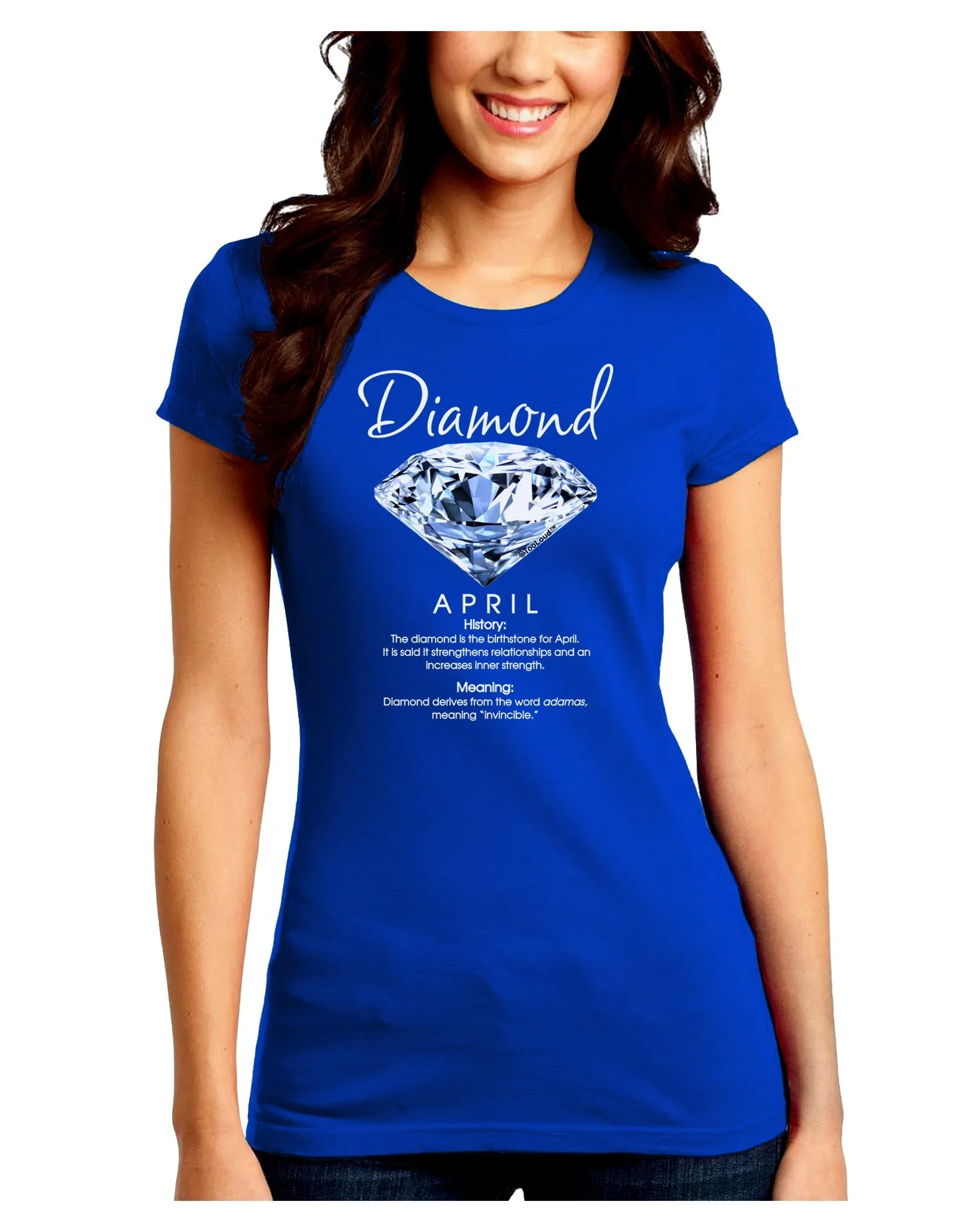 Birthstone Diamond Juniors Petite Crew Dark T-Shirt