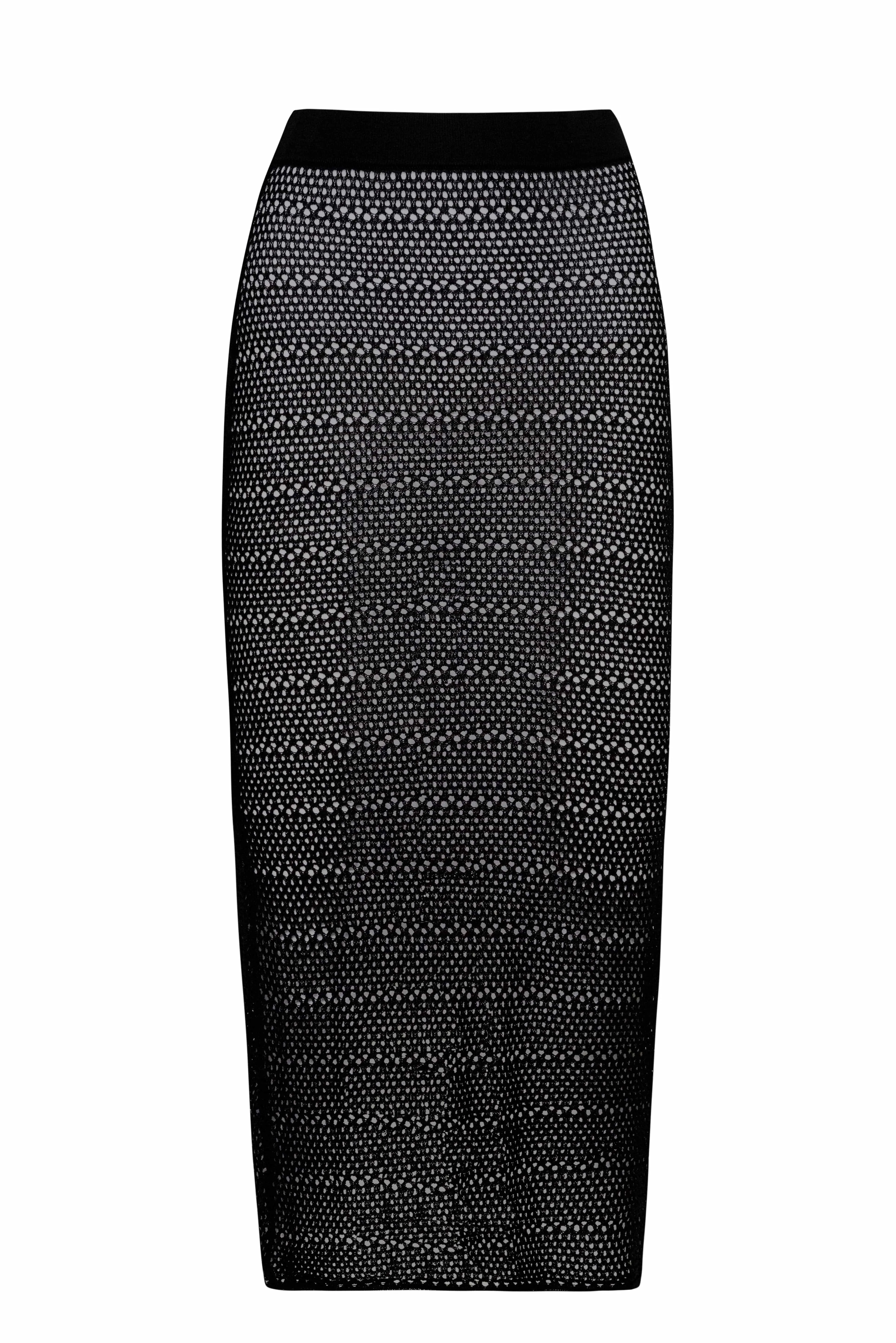 Black Crochet Midi Skirt
