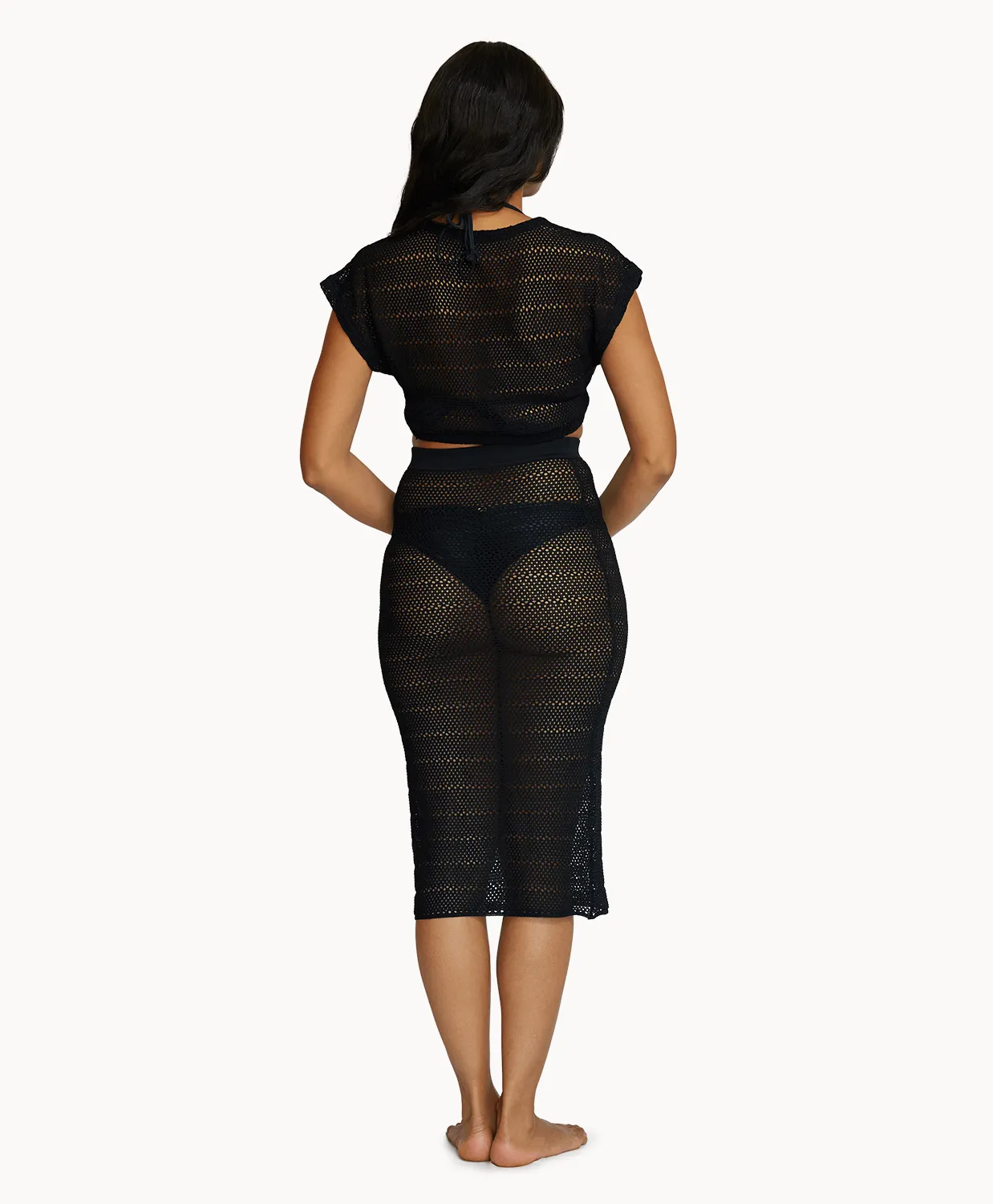 Black Crochet Midi Skirt