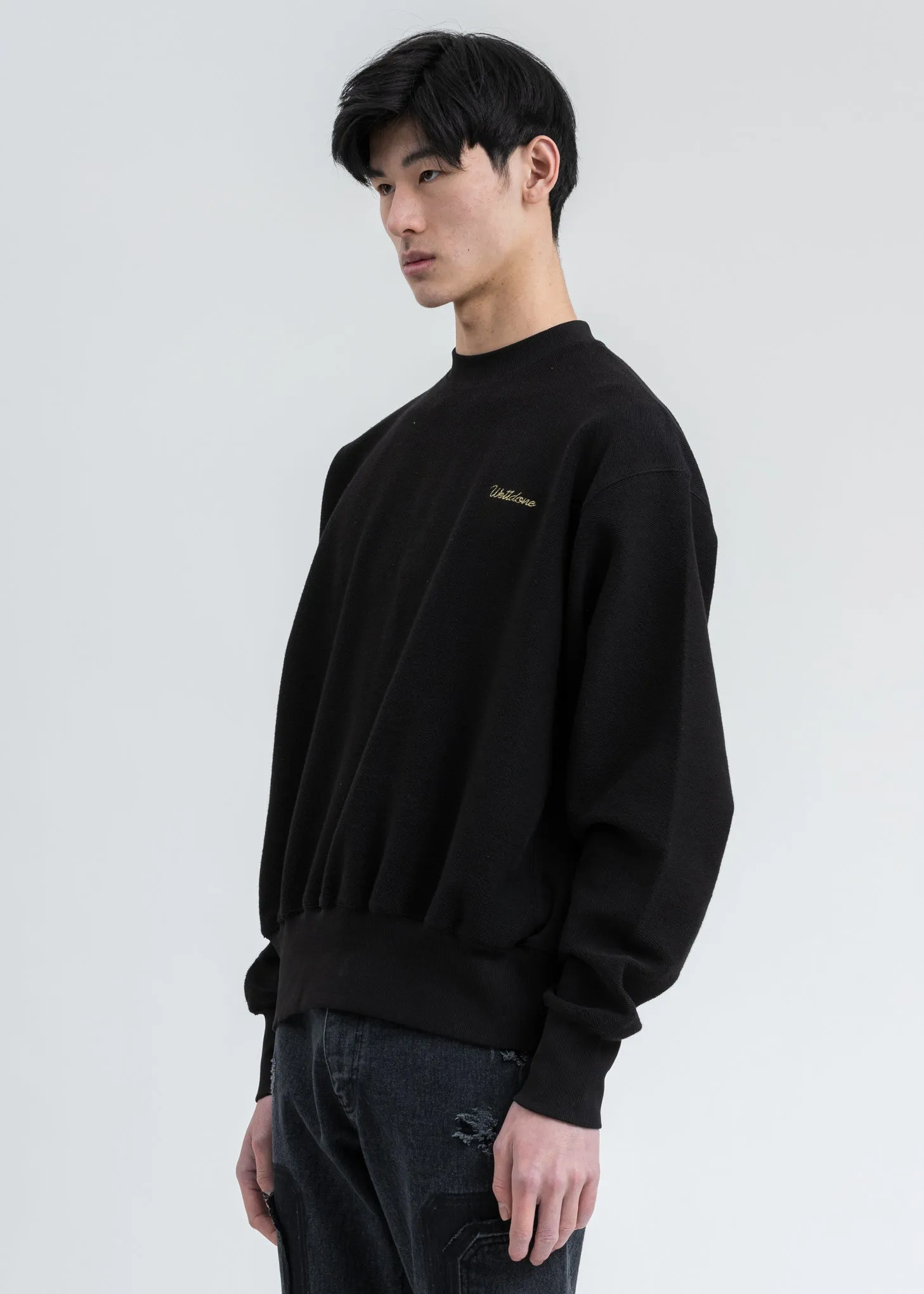 Black Logo Embroidery Sweatshirt