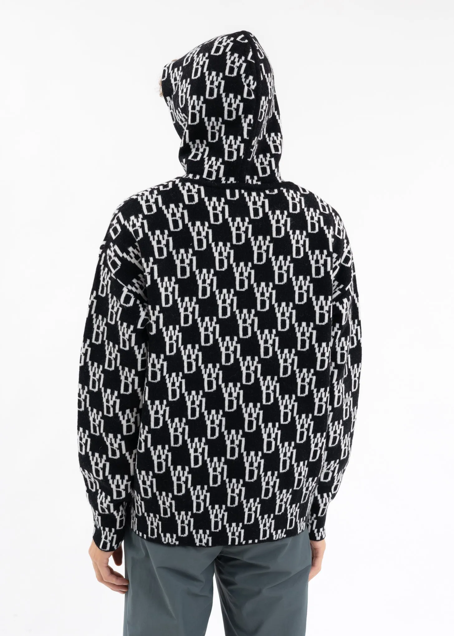 BLACK WD1 GRAPHIC KNIT HOODIE