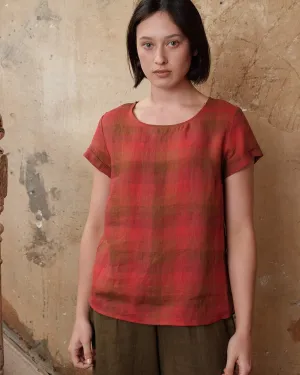 Blouse No.14 Linen T-shirt in Paloma Check