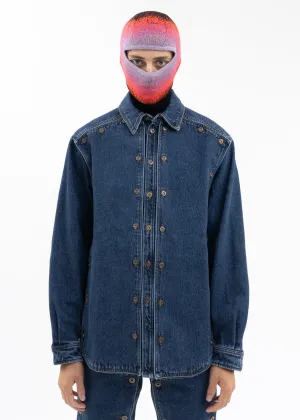 BLUE CLASSIC BUTTON PANEL DENIM SHIRT