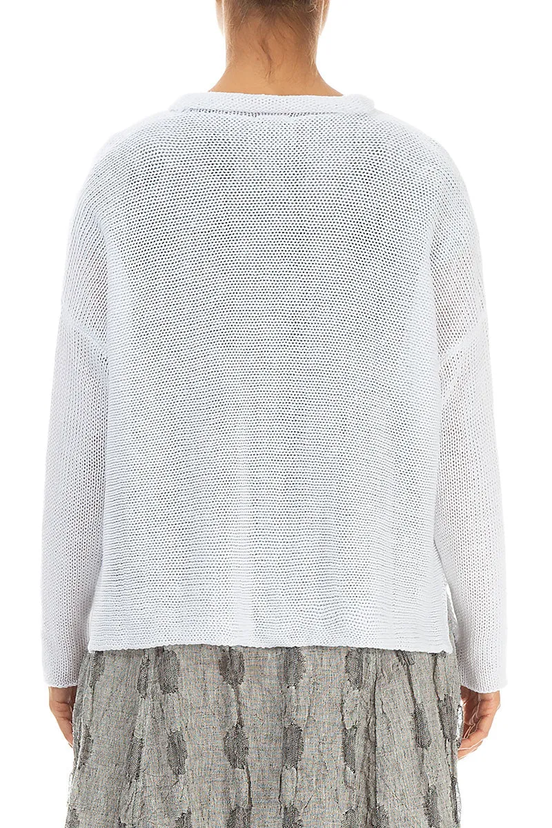 Buttoned White Linen Cardigan