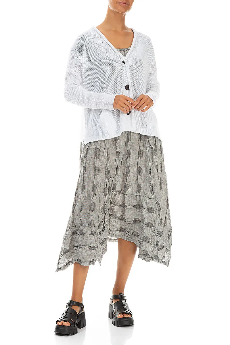 Buttoned White Linen Cardigan