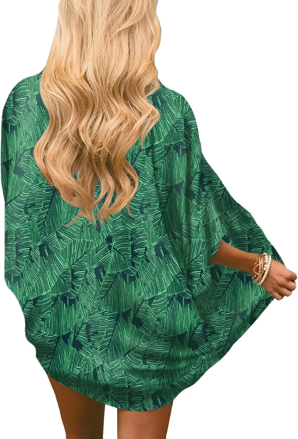 Chunoy Women Floral Print Lightweight Chiffon Kimono Cardigan Short Sleeve Loose Beach Wear Cover Up Blouse Top