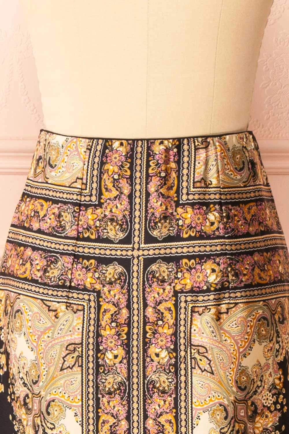 Egerie | Long Silky Skirt w/ Ornate Pattern