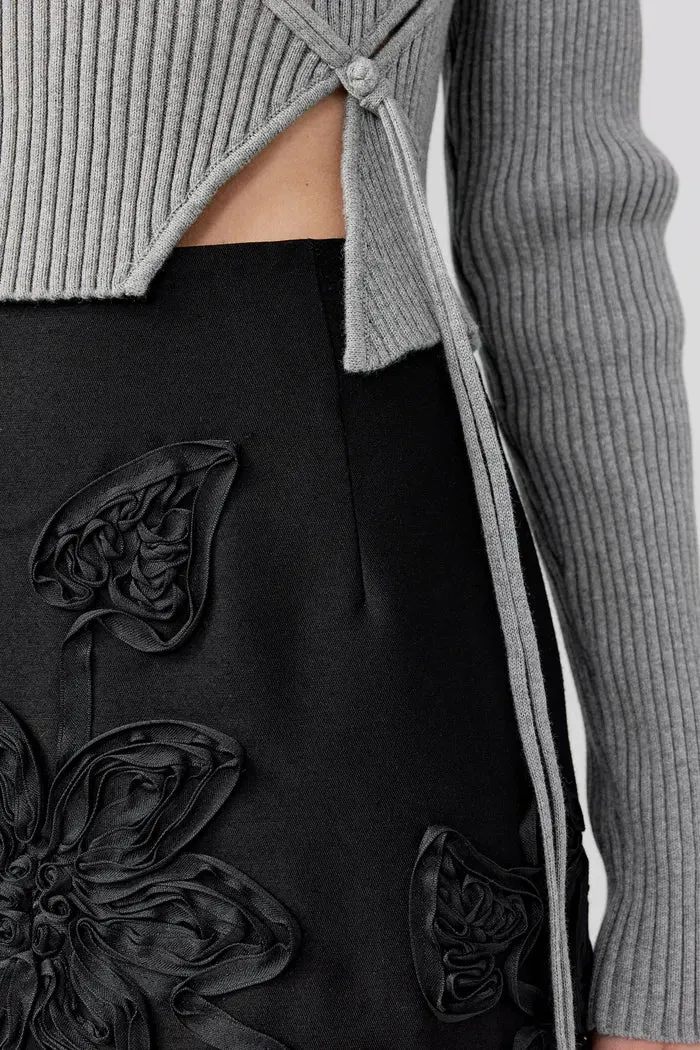 Engrave Embroidered Skirt in Silk Wool