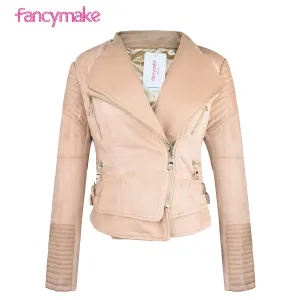 Faux Suede Leather Jacket Women Coat Moto Jackets