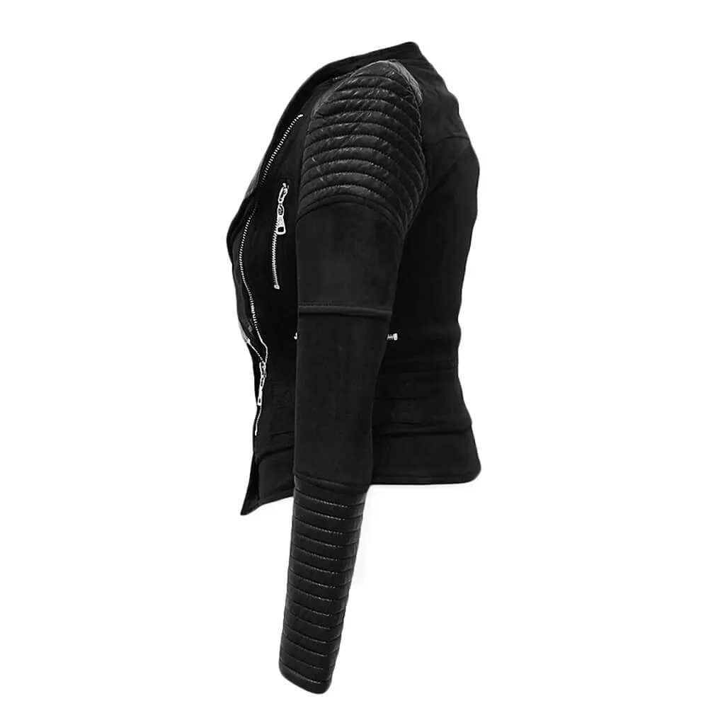 Faux Suede Leather Jacket Women Coat Moto Jackets