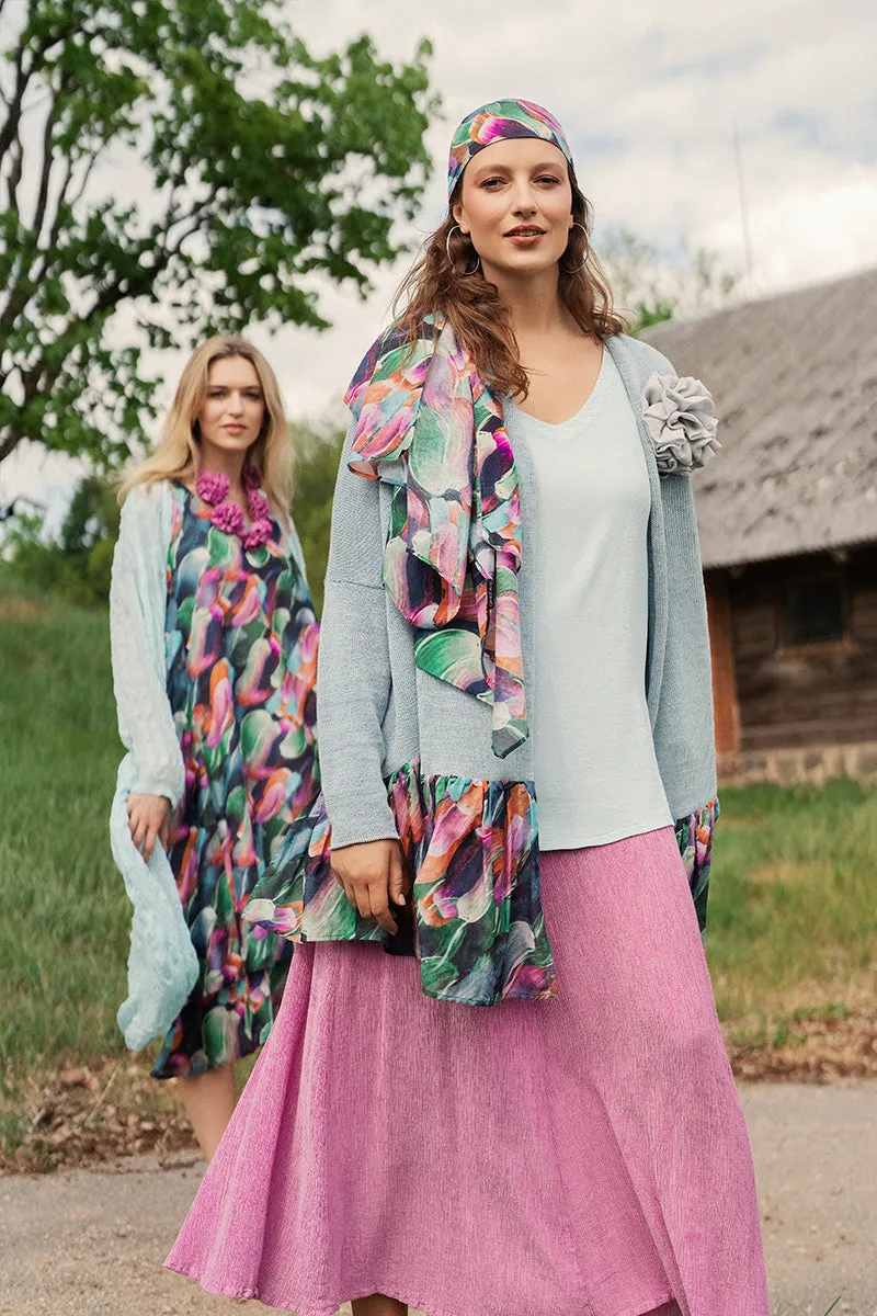 Flared Paint Charm Linen Cardigan