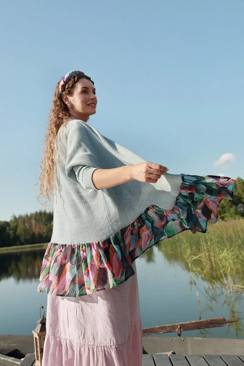Flared Paint Charm Linen Cardigan