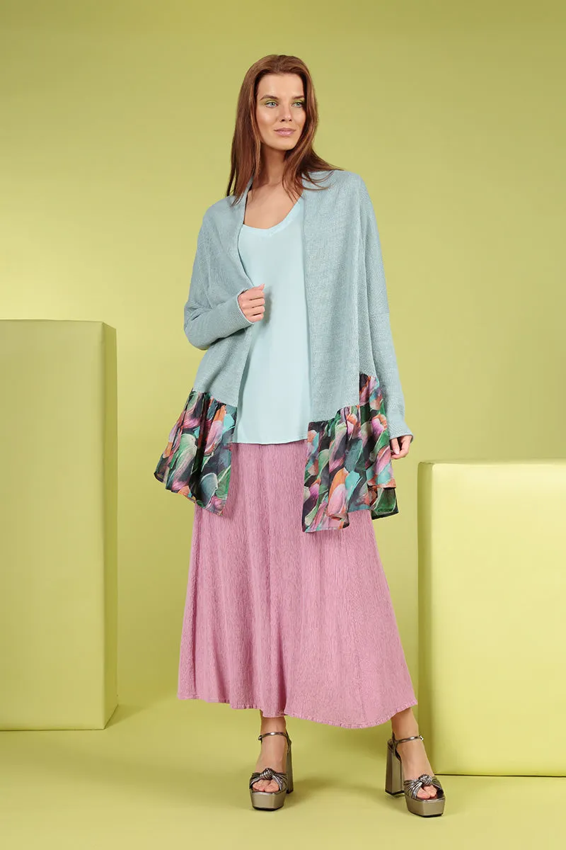 Flared Paint Charm Linen Cardigan