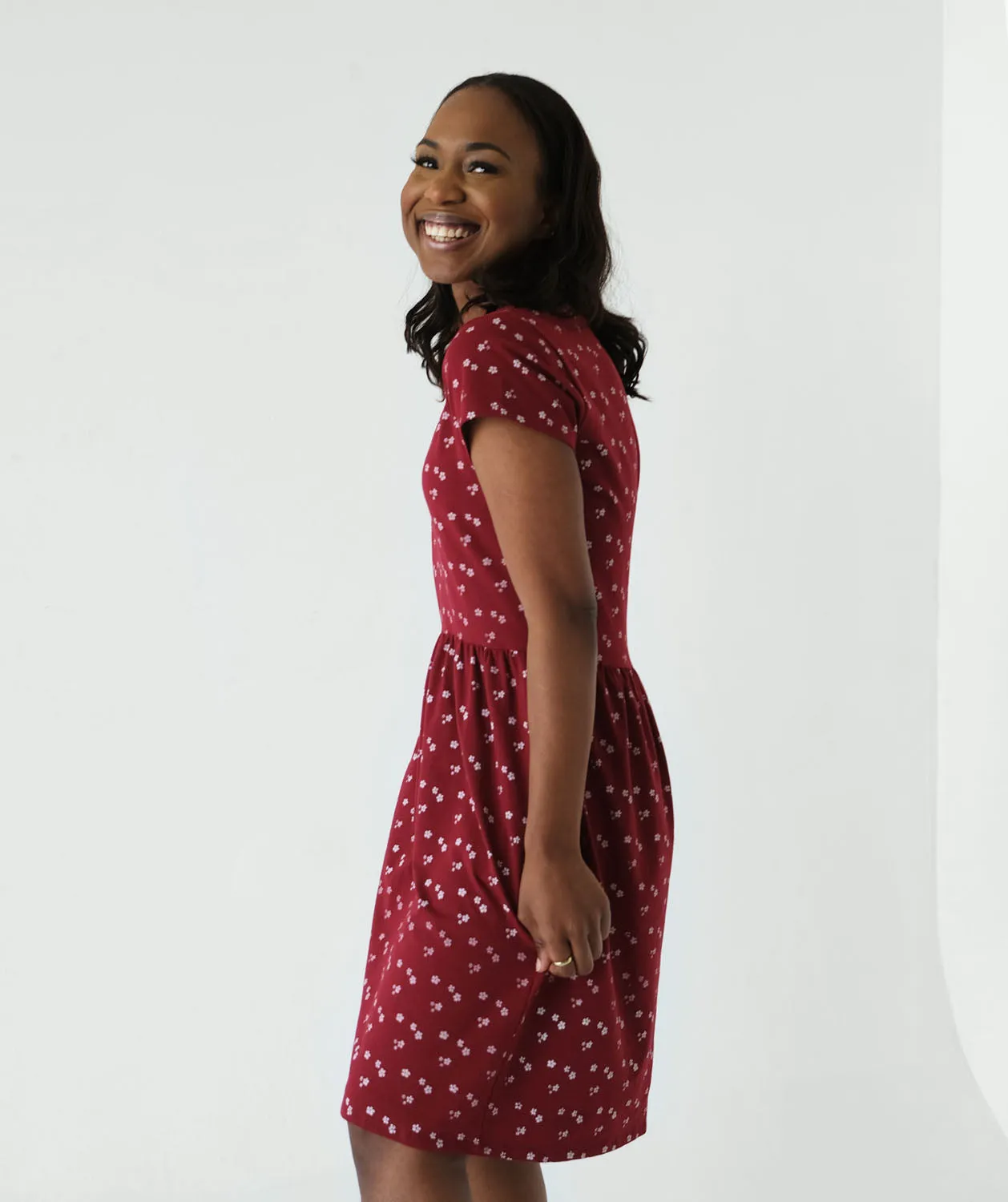 FLEUR printed dress in Scarlet Red