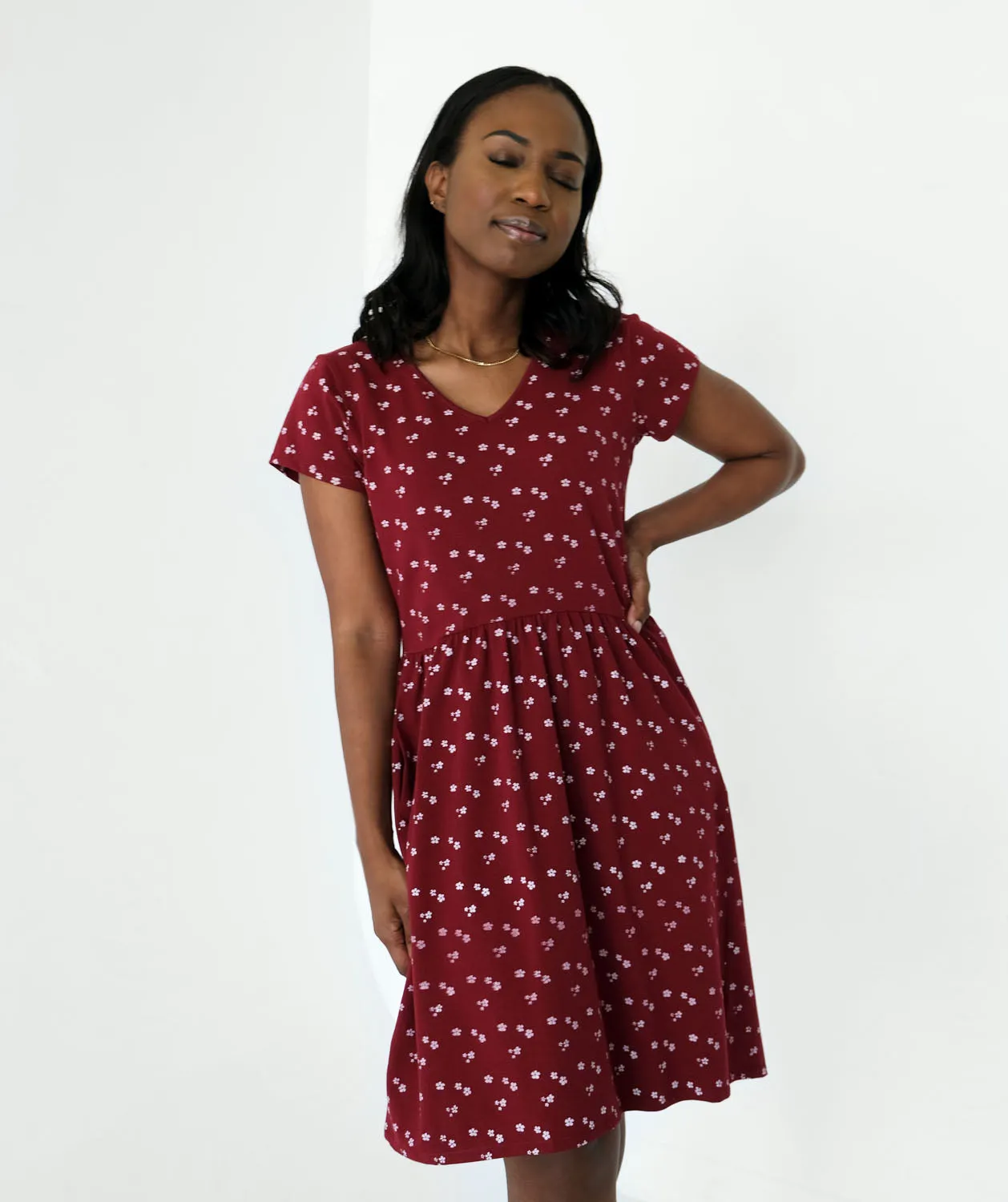 FLEUR printed dress in Scarlet Red