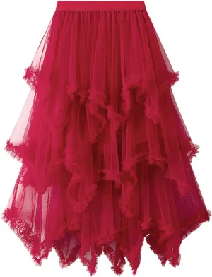 Flowy Skirt for Women Spring Elastic Women Mesh Solid Skirt A Line Color Waist Long Skirt High Skirt Womens