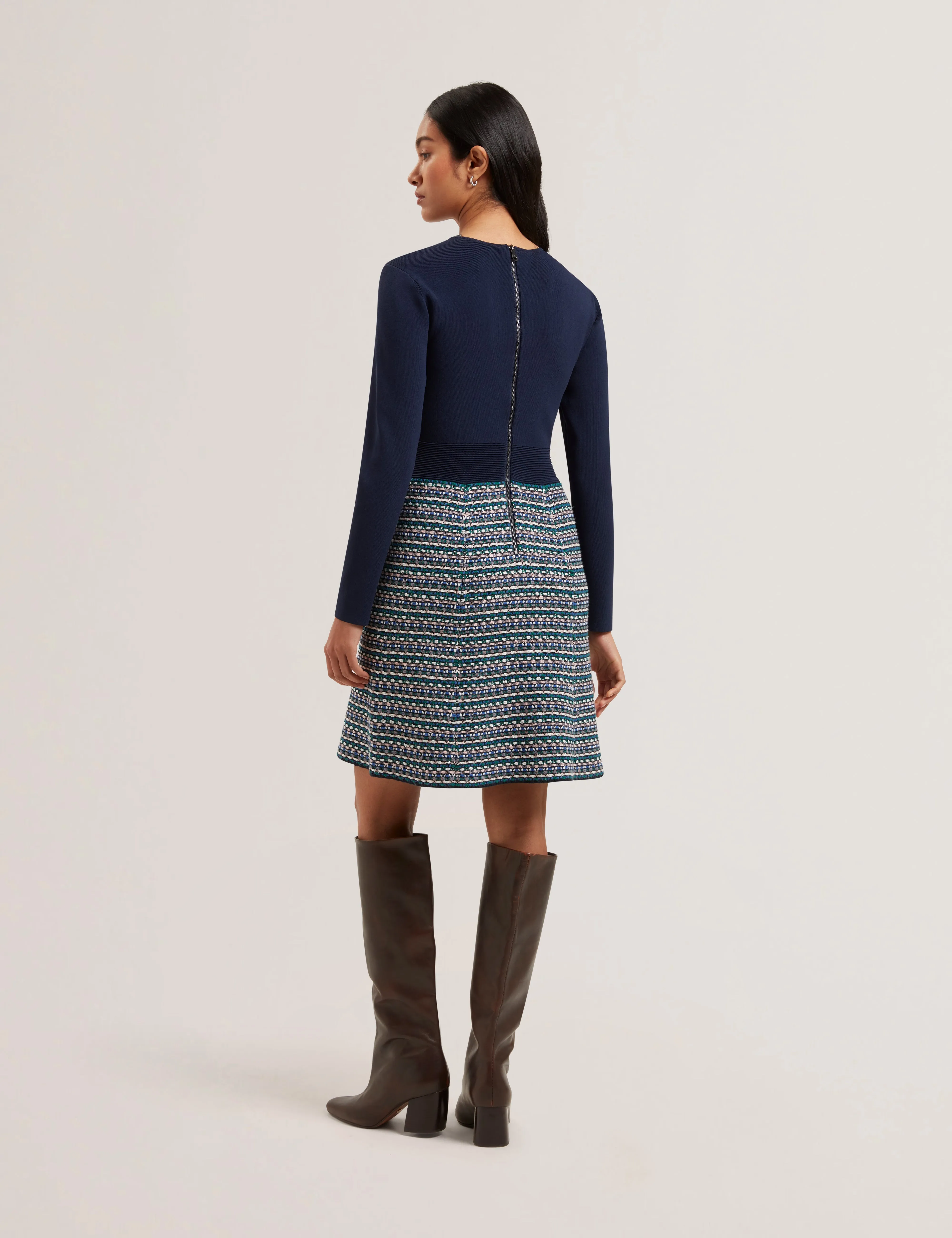 Georgez Interest Skirt Knitted Mini Dress Navy