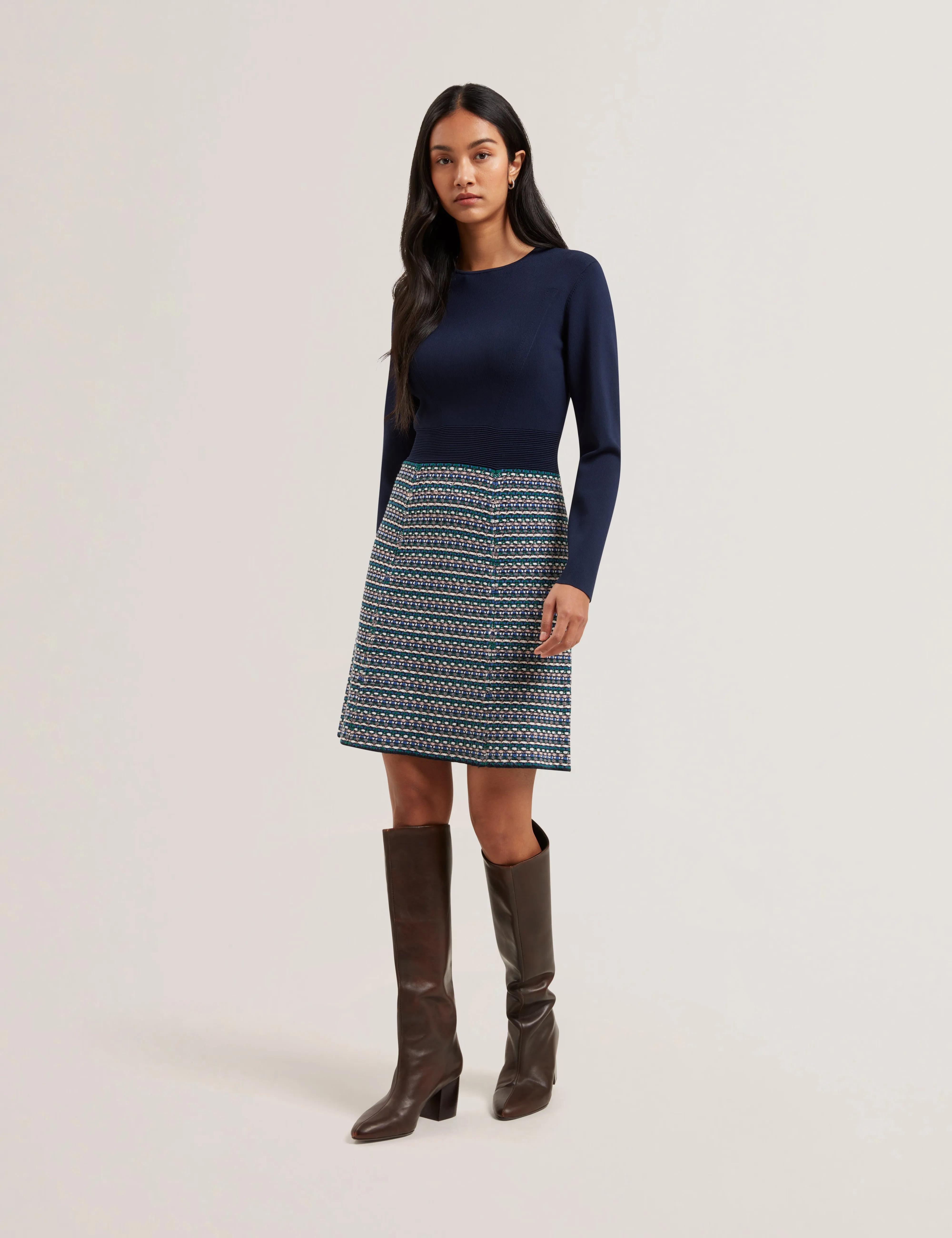 Georgez Interest Skirt Knitted Mini Dress Navy