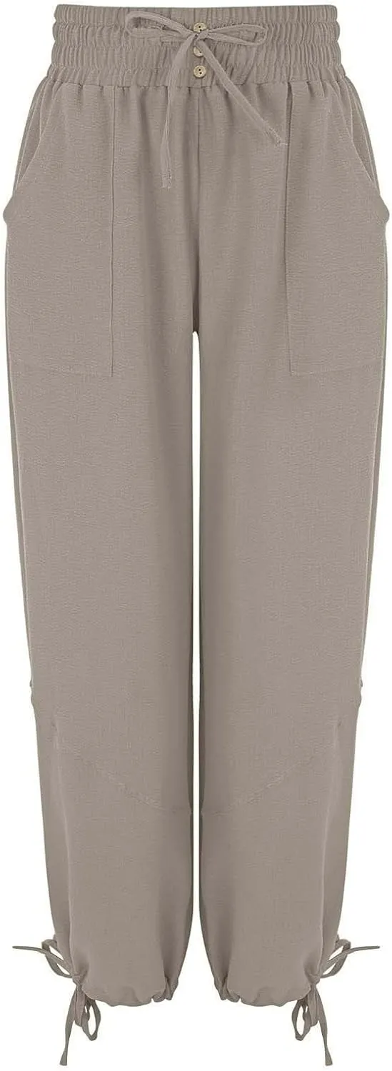 GIERIDUC Womens Casual Loose Fit Wide LegSummer Beach Drawstring Y2K Trendy Baggy Pants Trousers with Pockets