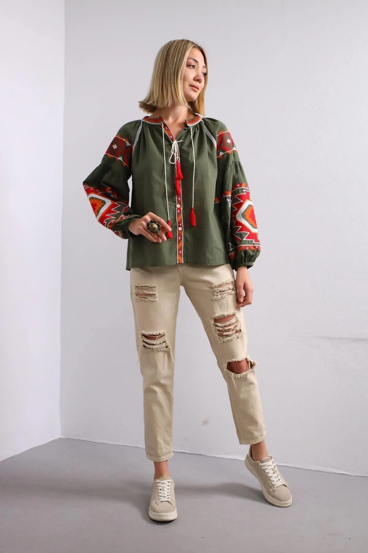 Green Embroidered Ukrainian Vyshyvanka