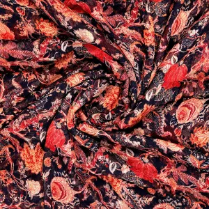 Japanese Chinoiserie Natural Digital Printed Fabric - Pure Chiffon