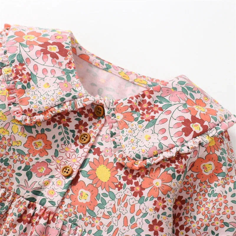 Kids Girls Long Sleeve Floral Warm Princess Dresses