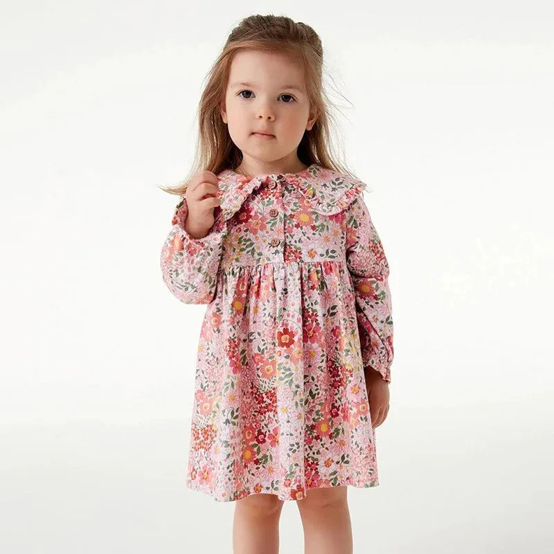 Kids Girls Long Sleeve Floral Warm Princess Dresses