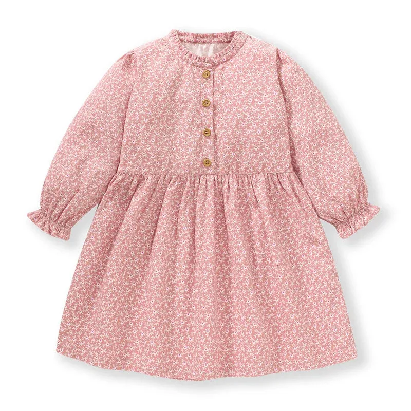 Kids Girls Long Sleeve Floral Warm Princess Dresses