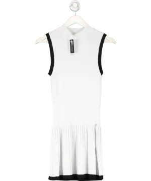 LOUNGE White Knitted High Neck Pleated Dress UK S