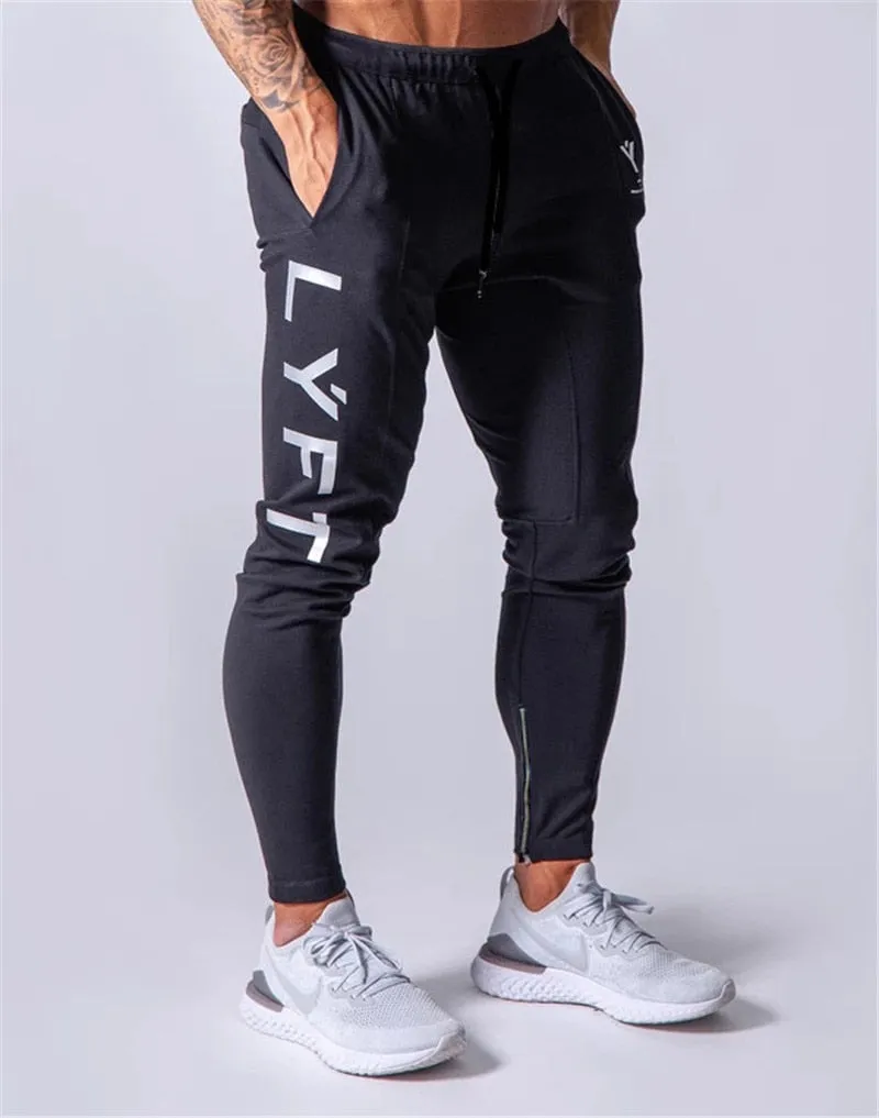 Men Sports Running Pants Pockets Athletic Training Side Zipper Pants Elasticity Legging Jogging Gym Trousers