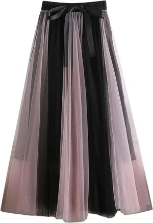 Mesh Tulle Skirts for Women 2025 Fashion Elegant Pleated Flowy Layered Skirt Casual Formal Prom Party Evening Skirts