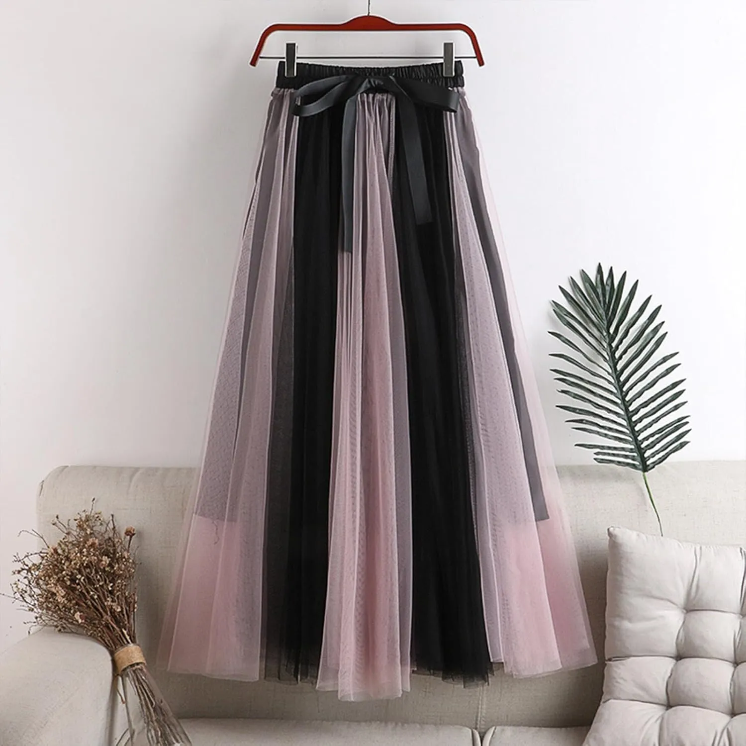 Mesh Tulle Skirts for Women 2025 Fashion Elegant Pleated Flowy Layered Skirt Casual Formal Prom Party Evening Skirts