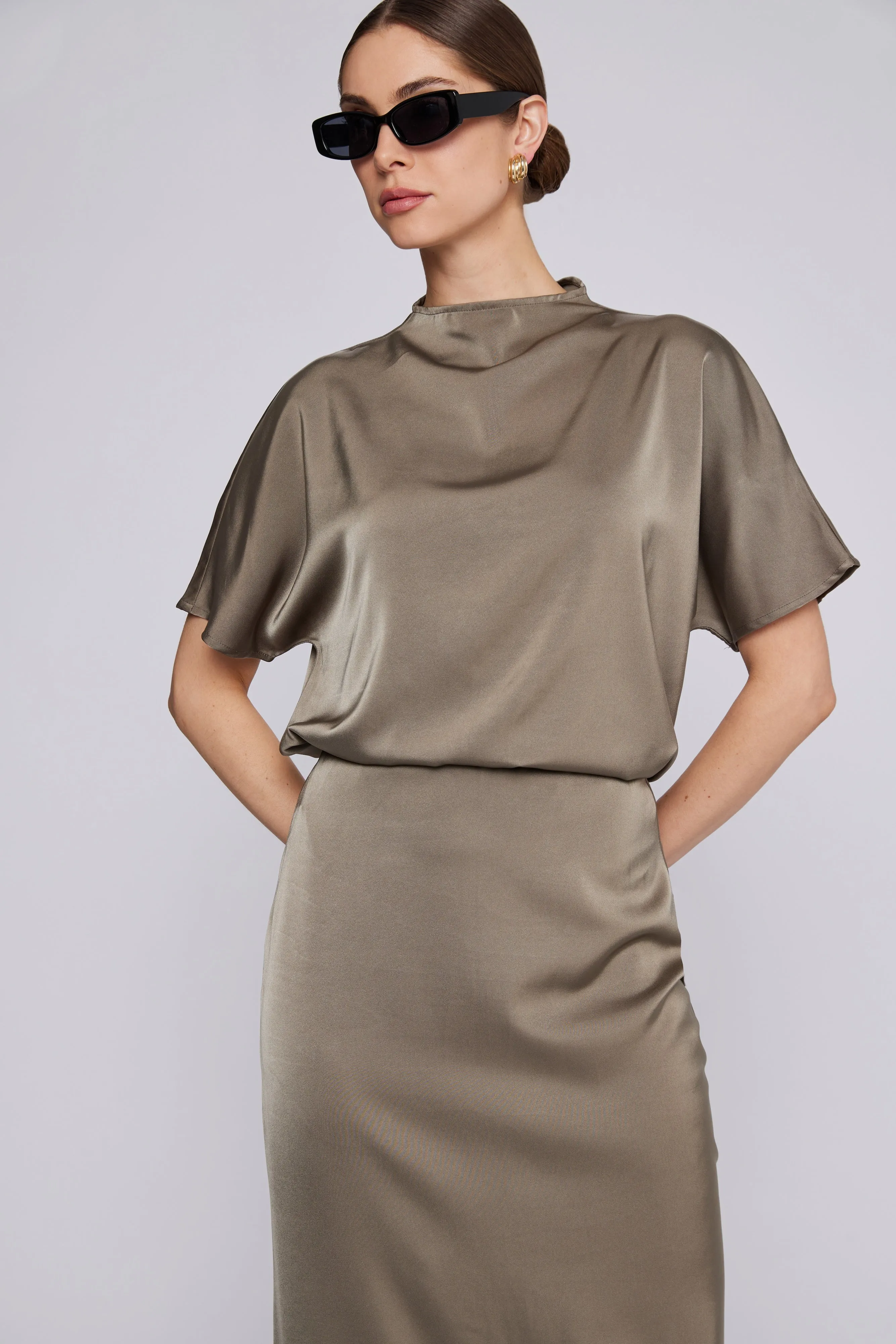 Mila Batwing Top Olive