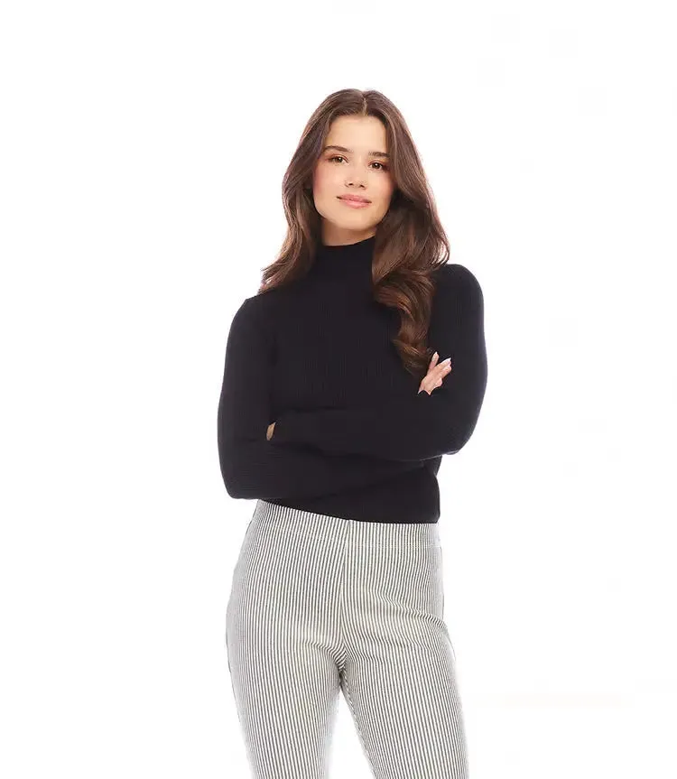 Rumer Ribbed Turtleneck in Black - Karen Kane L89000