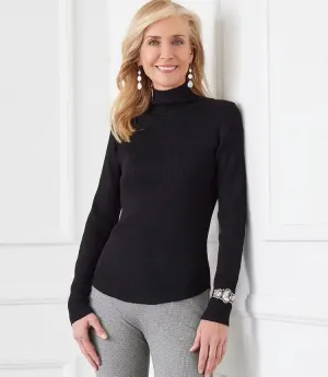 Rumer Ribbed Turtleneck in Black - Karen Kane L89000