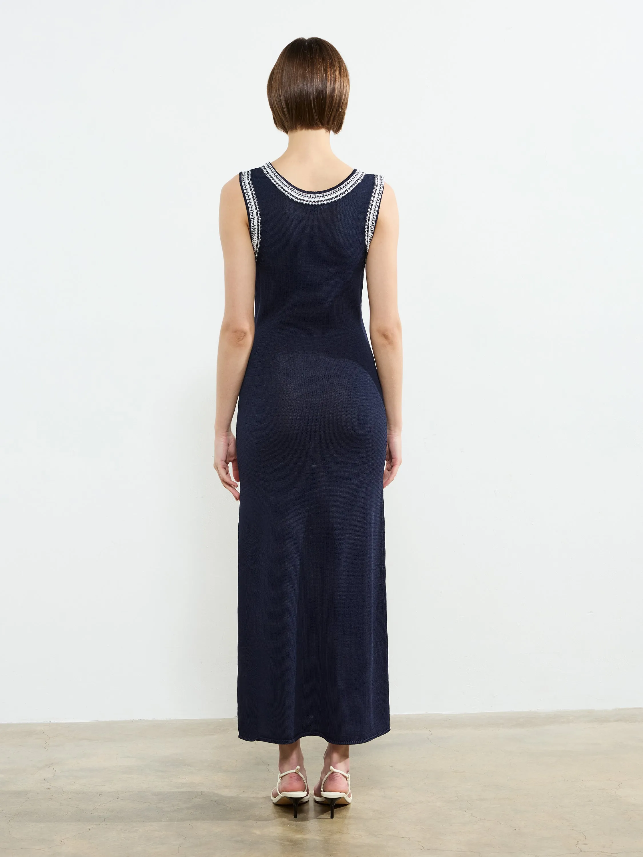 Sage Knitted Trim Dress